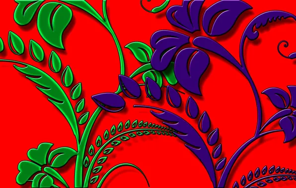 Картинка цветок, листья, природа, краски, растение, объем, слой