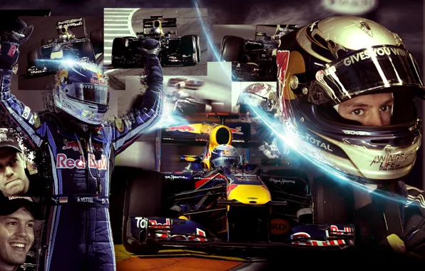 Картинка Гонщик, Formula 1, Red Bull, Sebastian Vettel, Пилот