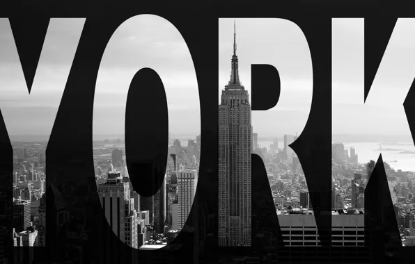 Картинка город, небоскреб, Нью-Йорк, черно-белое
