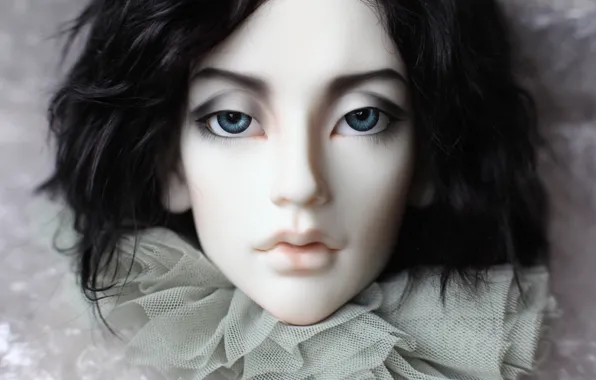 Картинка кукла, голубые глаза, черные волосы, doll, BJD