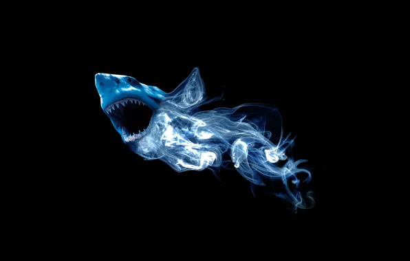 Картинка абстракция, дым, акула