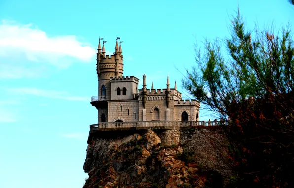 Картинка море, полет, замок, высота, архитектура, Крым, Ласточкино гнездо
