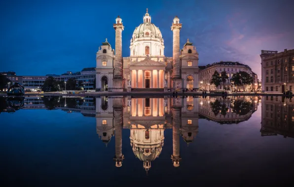 Картинка Austria, architecture, dome, Vienna, religion, baroque, Karlsplatz, Karlskirche, sacred place, Roman Catholic, baroque church