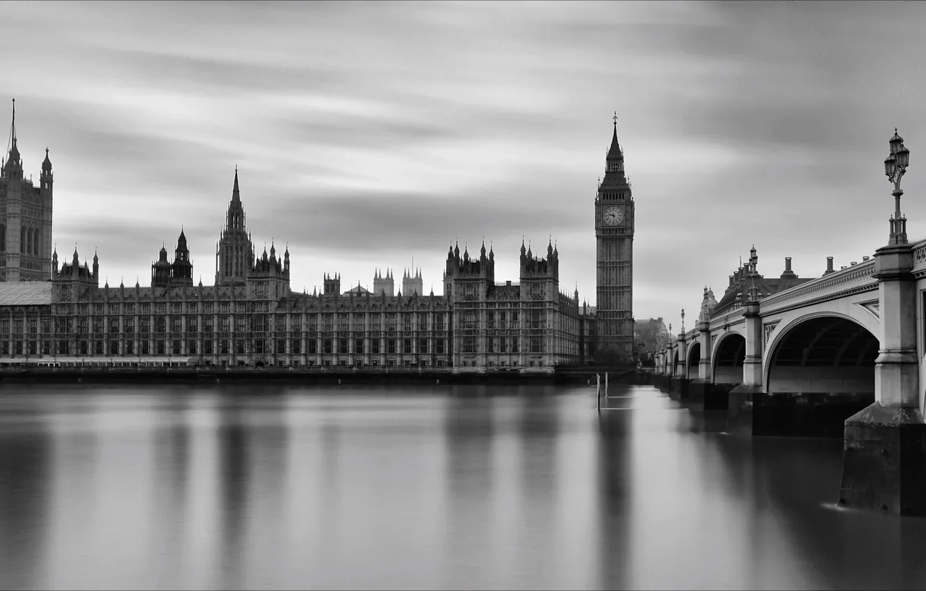 Фото обои bridge, night, London, England, Big Ben