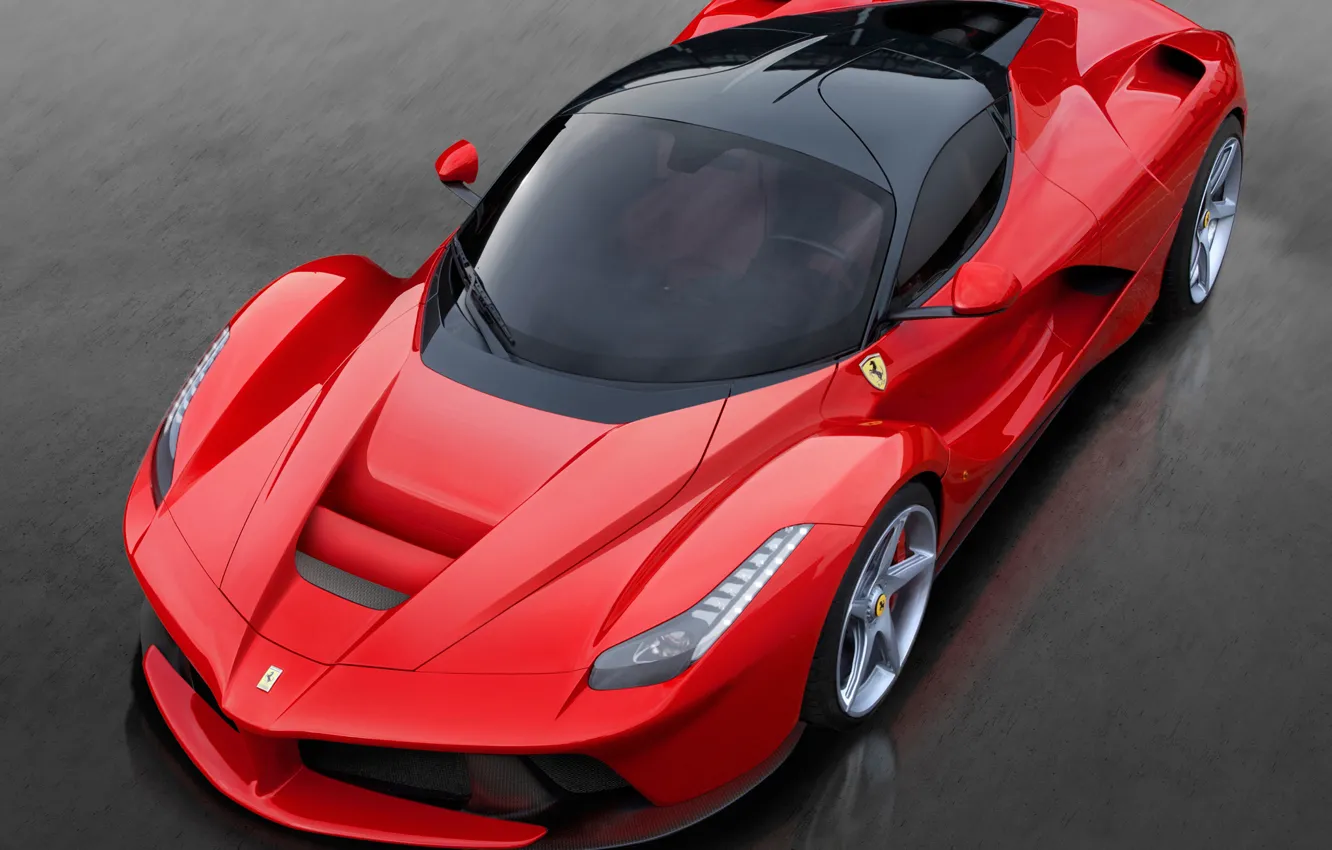 Фото обои машина, фары, Ferrari, red, ракурс, передок, 2013, LaFerrari