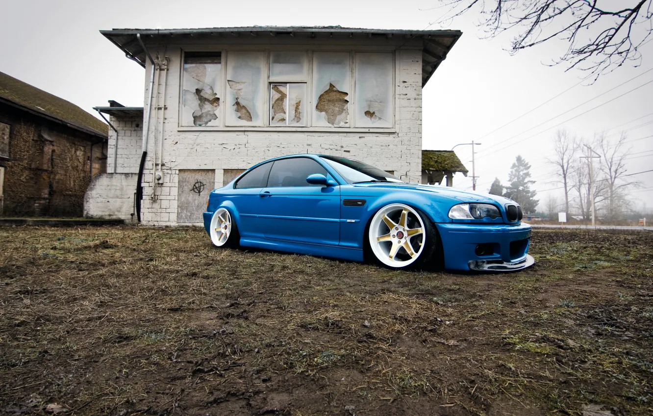 Фото обои BMW, wheels, blue, tuning, E46