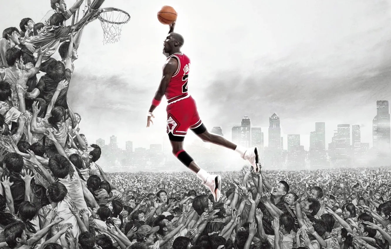 Фото обои мяч, Michael Jordan, баскетбол. 