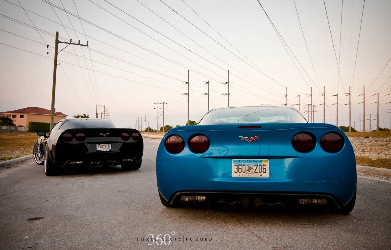 Фото обои corvette, black, chevrolet, blue