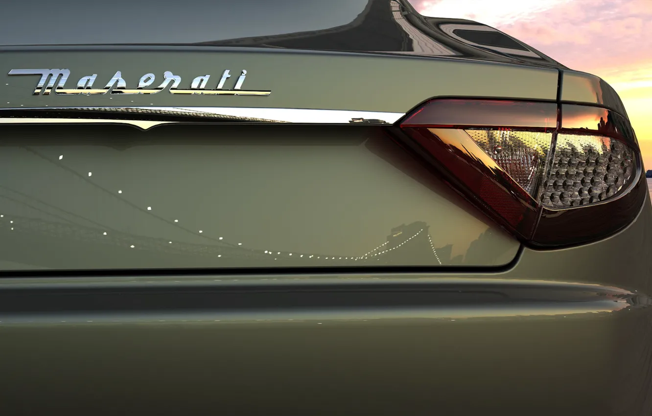 Фото обои отражение, Maserati, фара, Мазератти