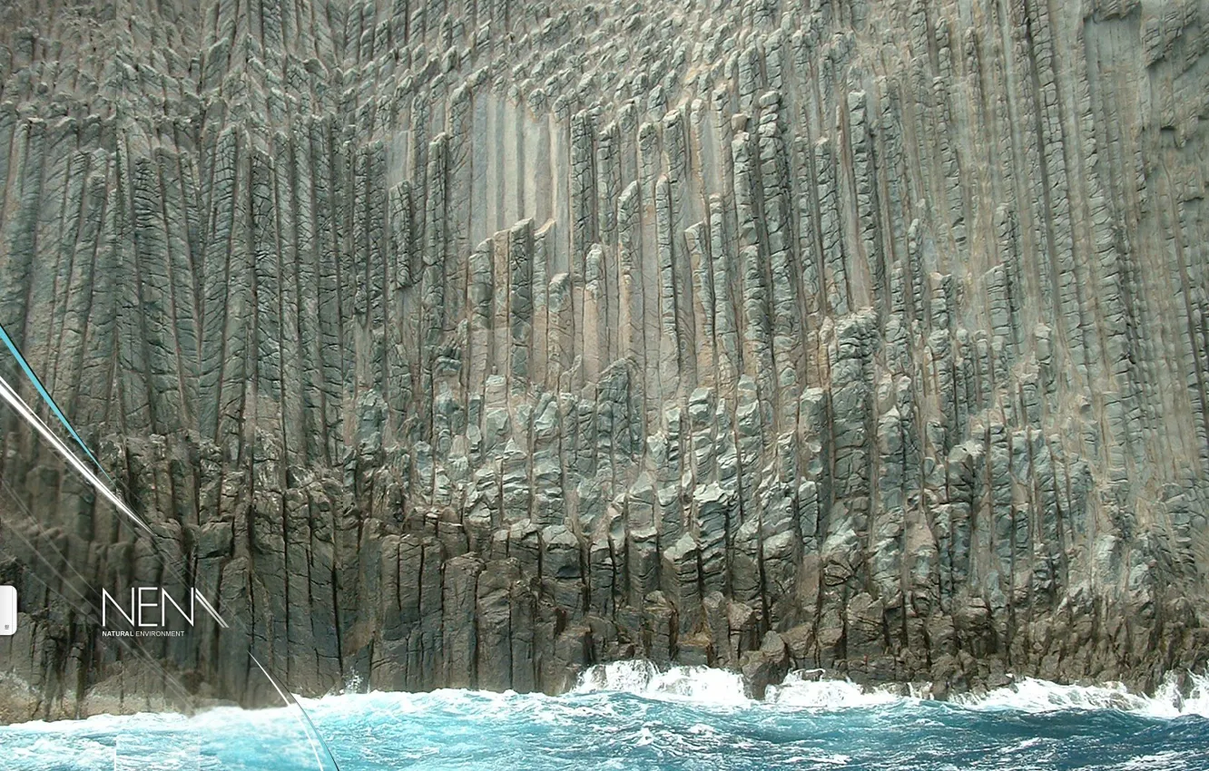 Фото обои море, скала, камень, волна