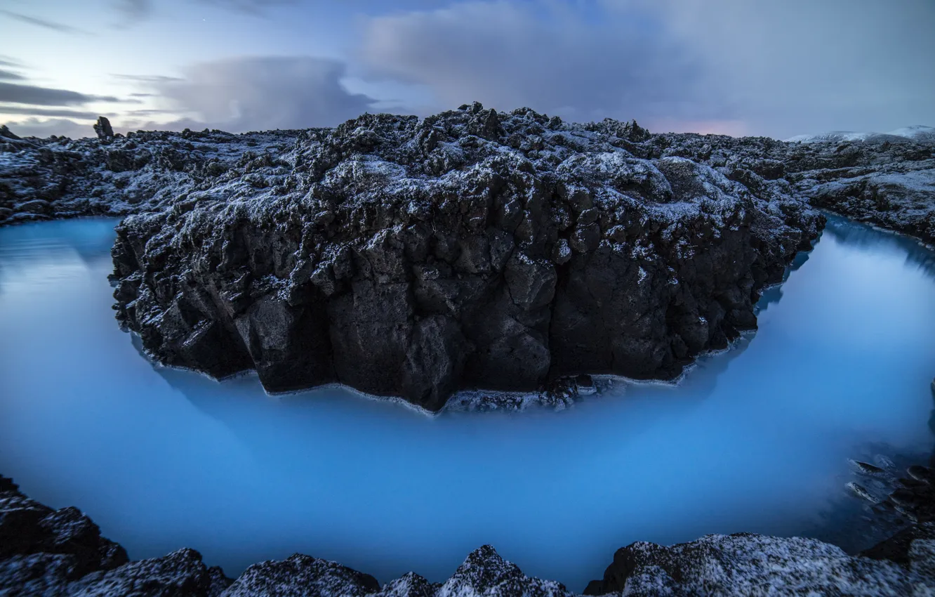 Фото обои вода, природа, камни, скалы, лагуна, Исландия