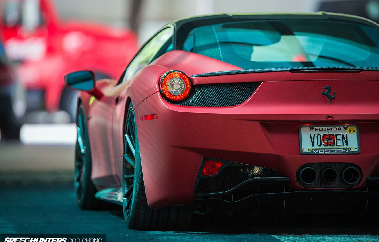 Фото обои машина, авто, Феррари, Ferrari, wheels, диски, auto, корма, 2015, Vossen Wheels