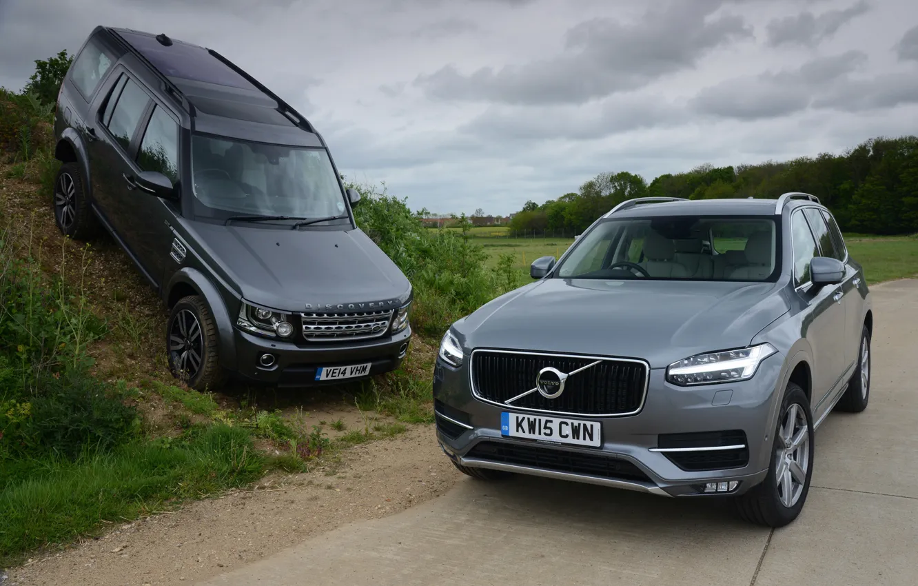 Фото обои Volvo, Land Rover, Discovery, XC90, вольво, дискавери, ленд ровер, 2015