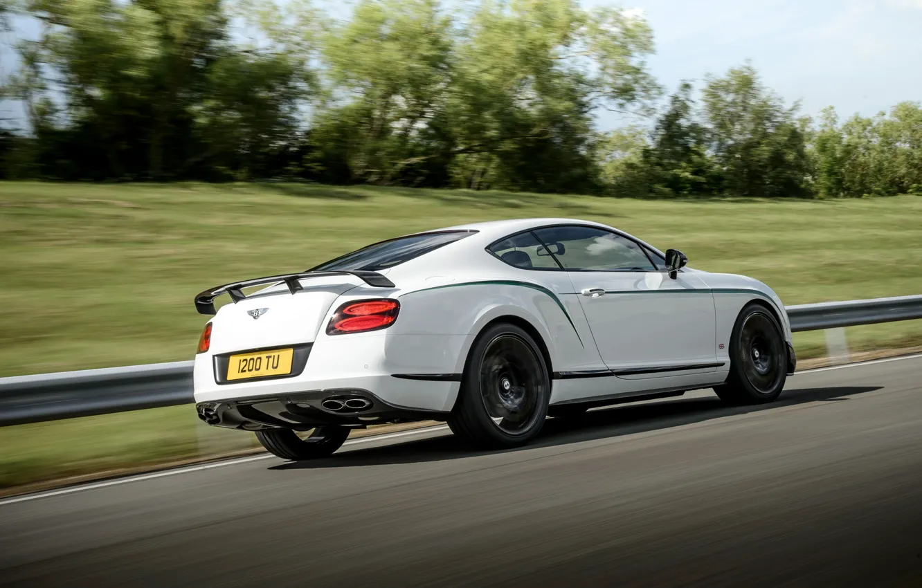 Фото обои дорога, белый, полосы, Bentley, Continental, 2014, GT3-R