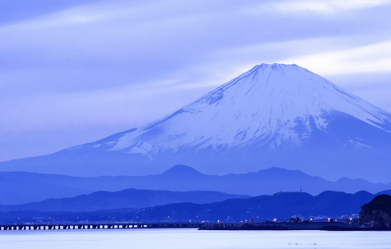Фото обои море, остров, гора, Япония, Хонсю, Фудзияма