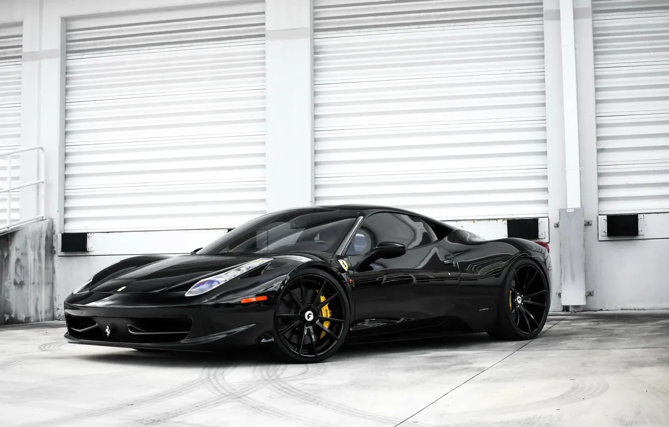Фото обои Ferrari, black, 458, Italia