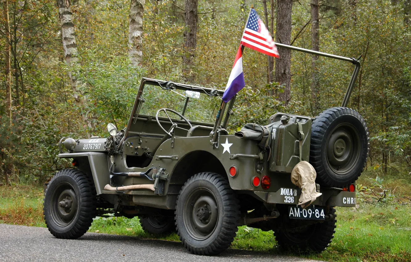 Фото обои войны, автомобиль, армейский, Jeep, повышенной, проходимости, мировой, Второй, времён, &quot;Виллис-МВ&quot;, Willys MB