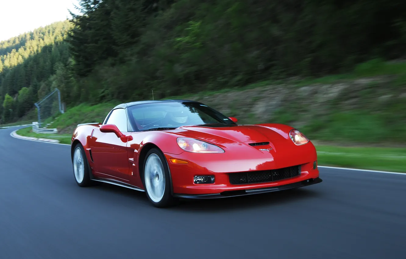 Фото обои красный, Corvette, Chevrolet, ZR1, автомобиль, шевроле