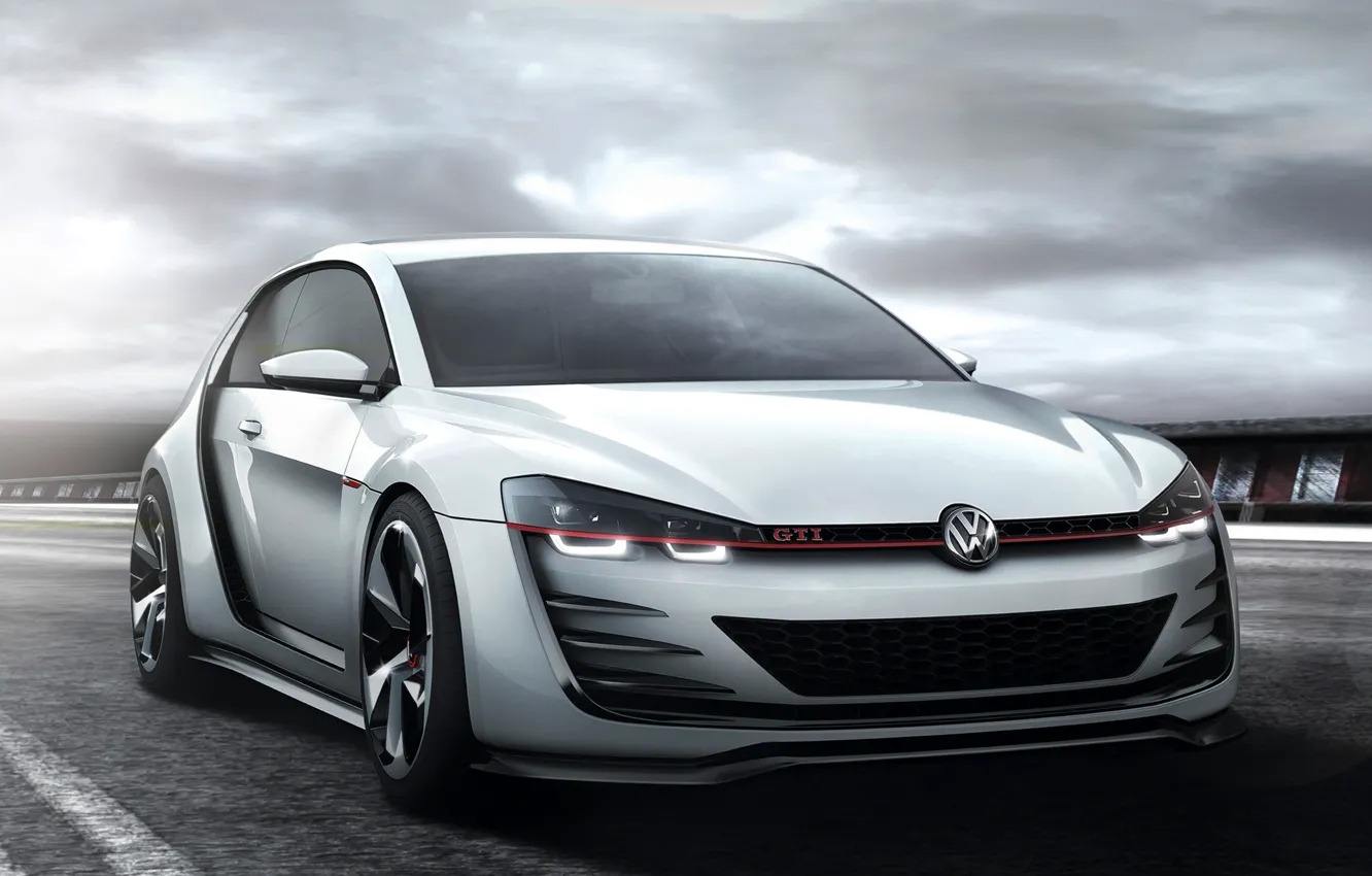 Фото обои машина, авто, Concept, обои, Volkswagen, передок, Golf, GTI, Design Vision