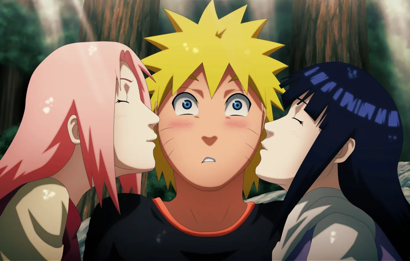 Фото обои love, game, Naruto, Sakura, anime, kiss, ninja, asian, manga, Uzu...