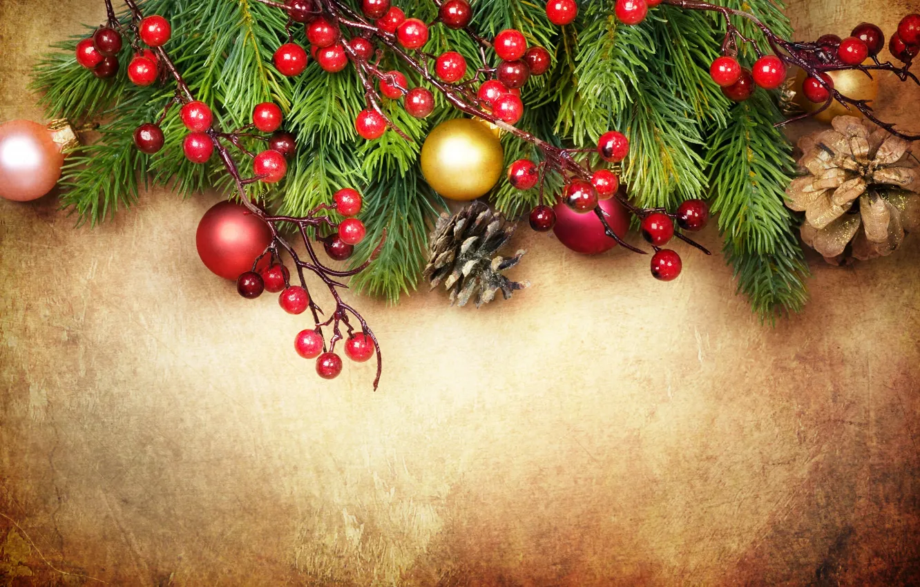 Фото обои украшения, ягоды, шары, елка, Christmas, decoration, xmas, Merry, Рождество. Новый Год