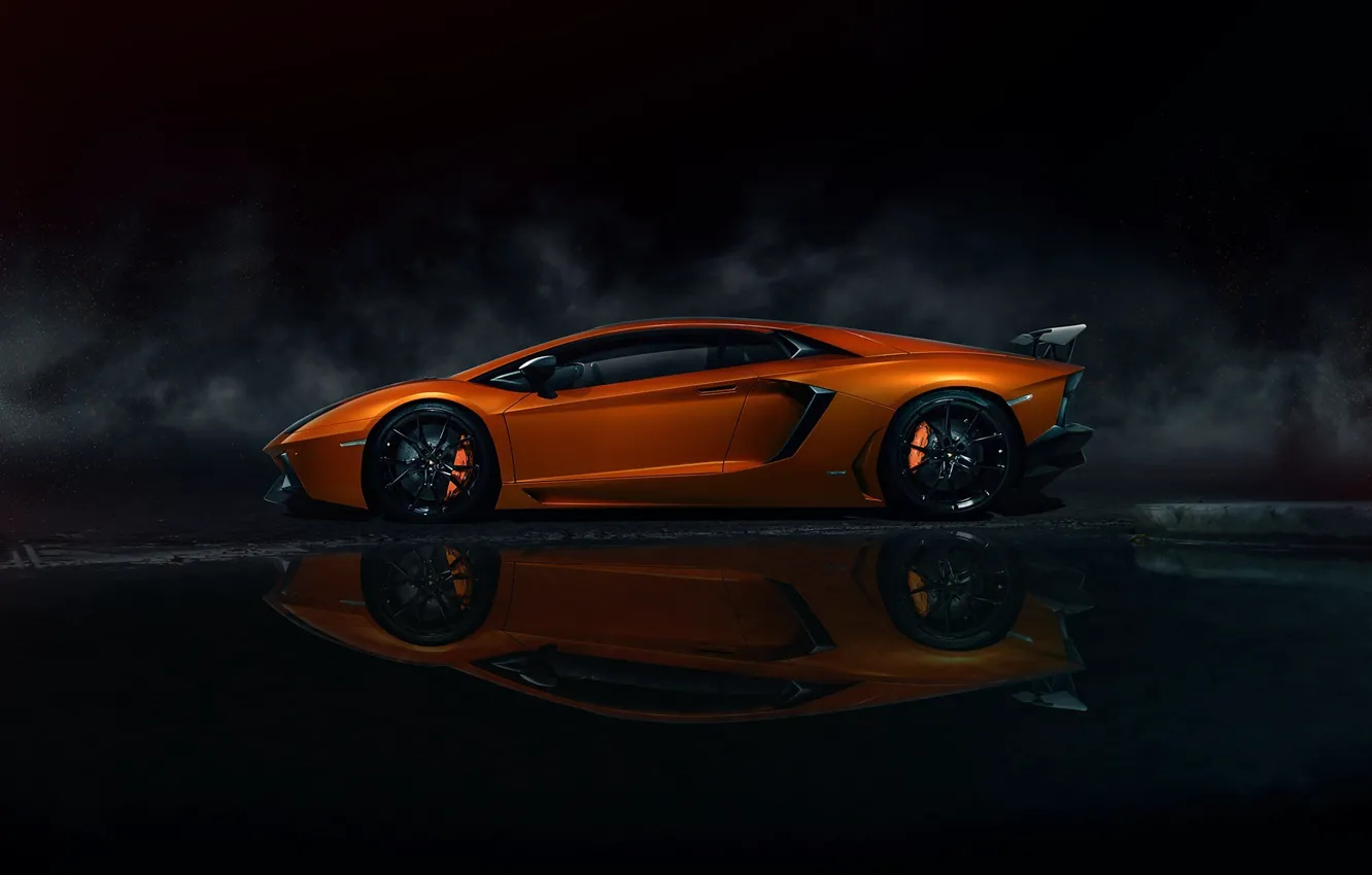 Фото обои Lamborghini, Orange, Side, LP700-4, Aventador, Supercars, Carporn