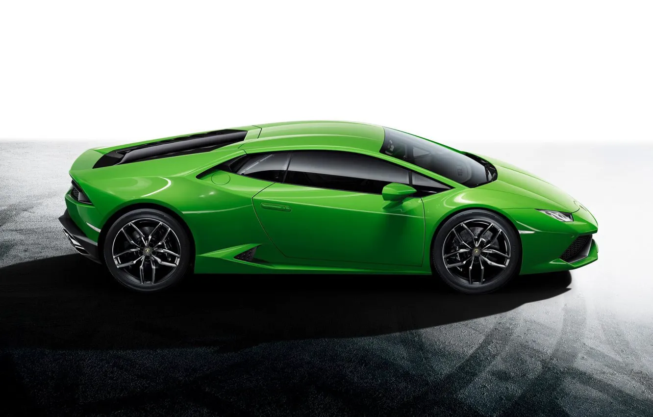 Фото обои Авто, Lamborghini, Зеленый, Ламборджини, Green, Сбоку, Уракан, Huracan, LP610-4