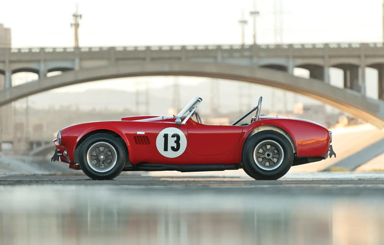 Фото обои Shelby, Red, race, Cobra, 1964, competition, 289