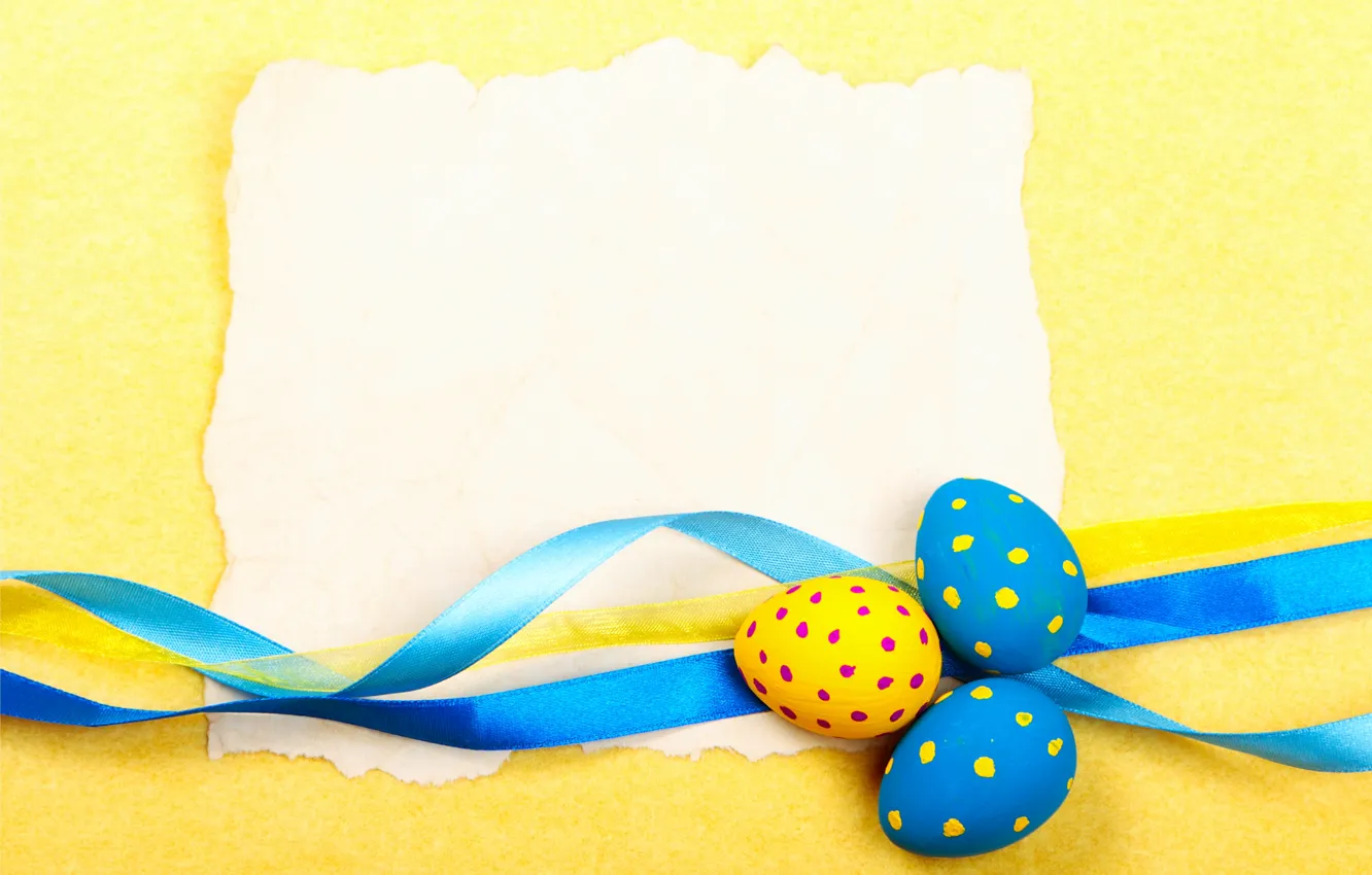 Фото обои яйца, Пасха, лента, Easter, eggs, card