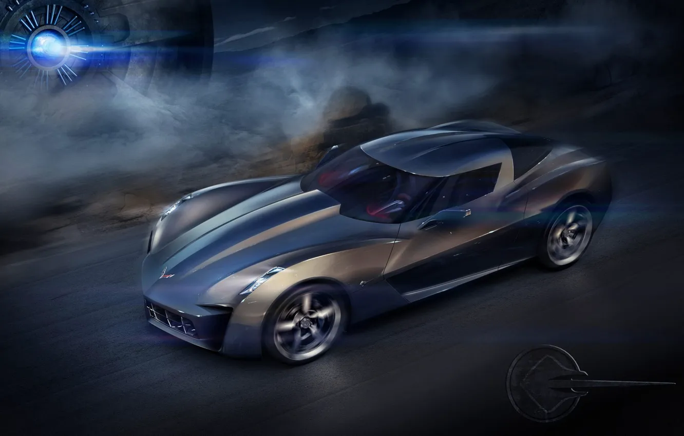 Фото обои скорость, концепт, Chevrolet Corvette Stingray