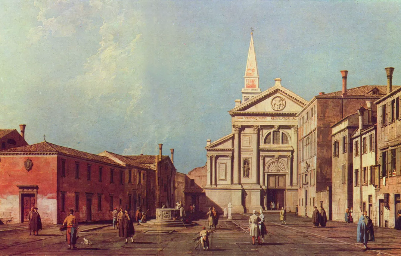 Фото обои люди, здания, площадь, церковь, венеция, италия, антонио каналетто