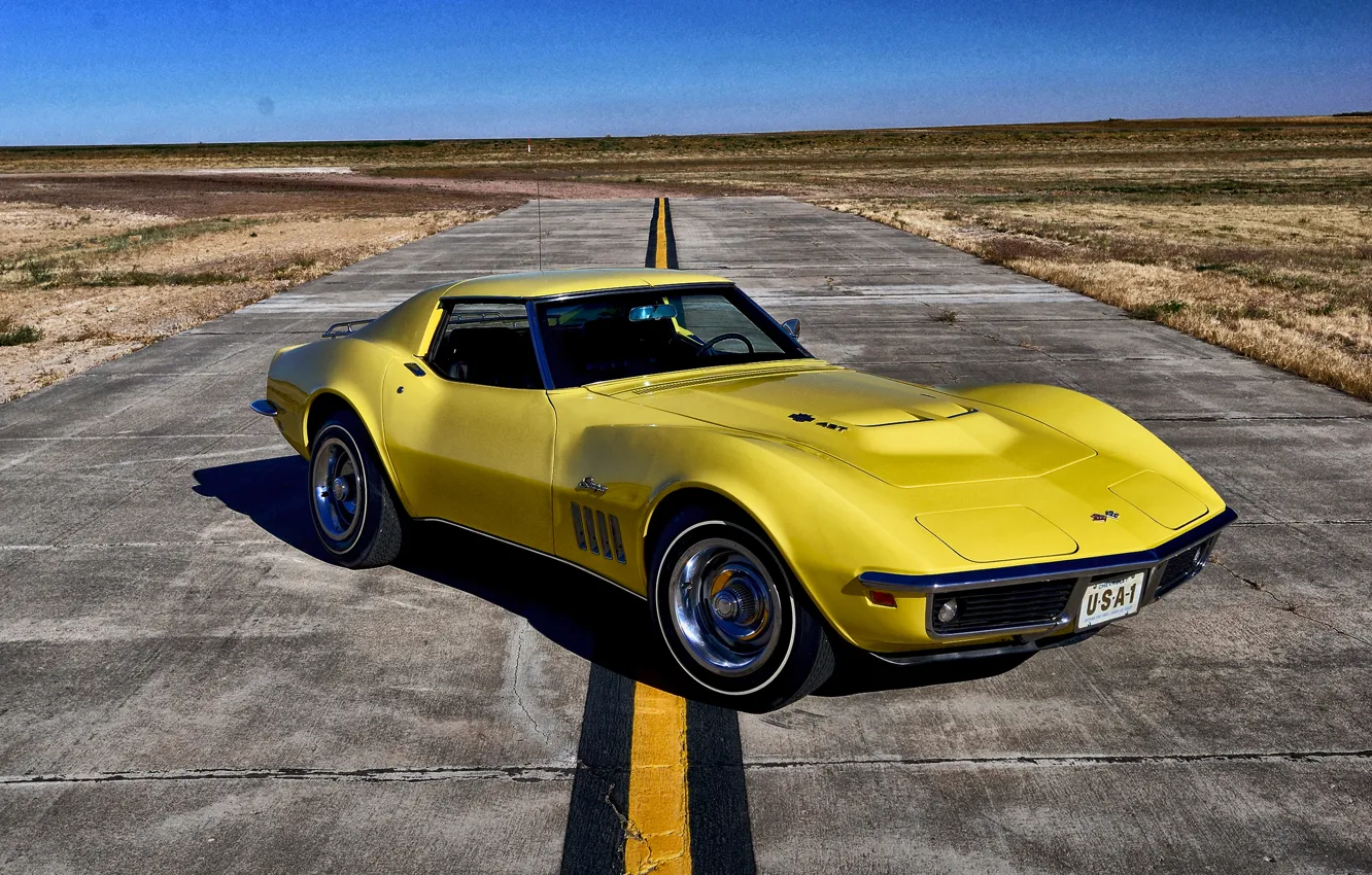 Фото обои Corvette, Chevrolet, 1969, шевроле, Stingray, корветт. 