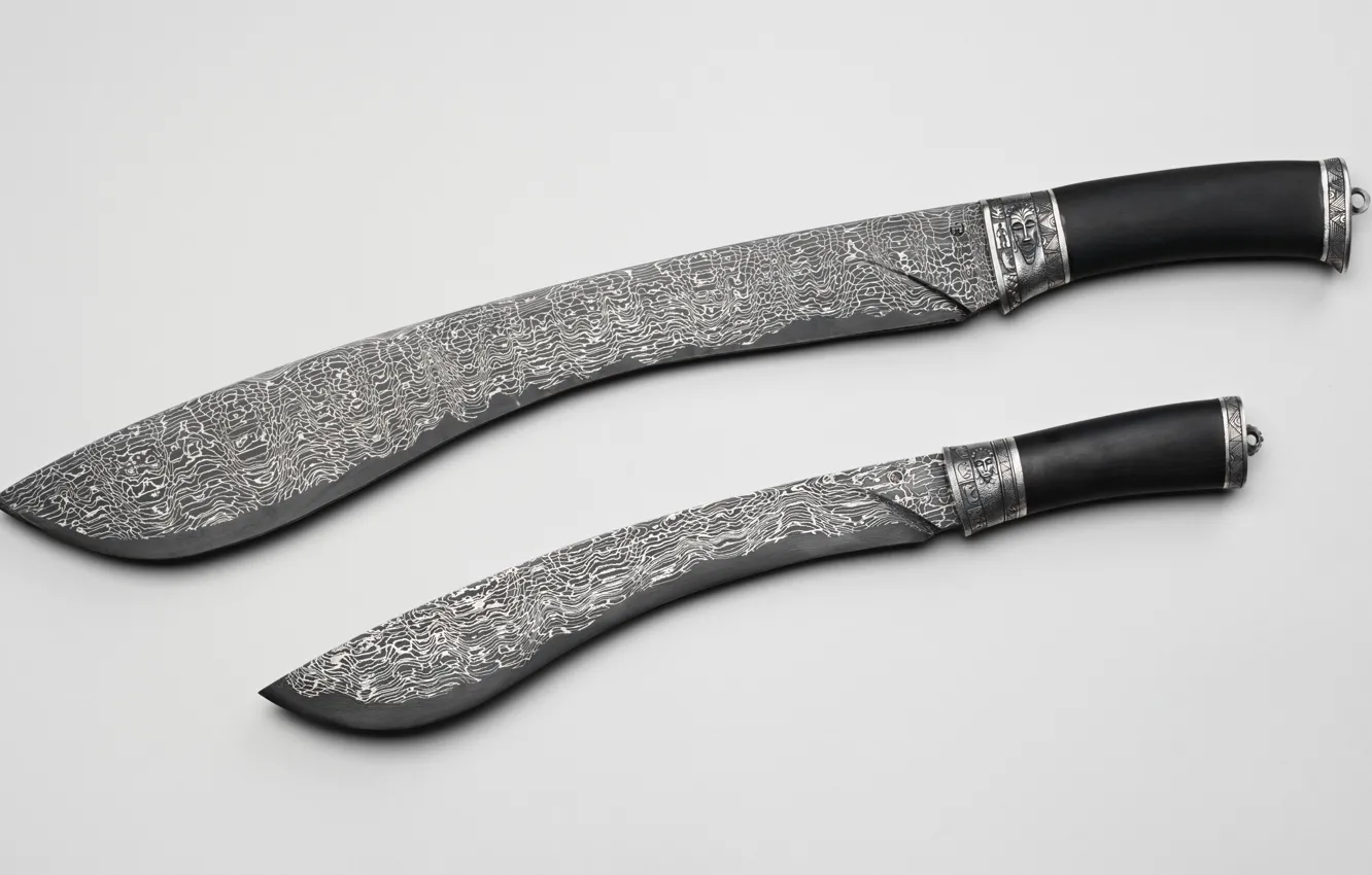 Фото обои оружие, узор, нож, мачете, дамасская сталь