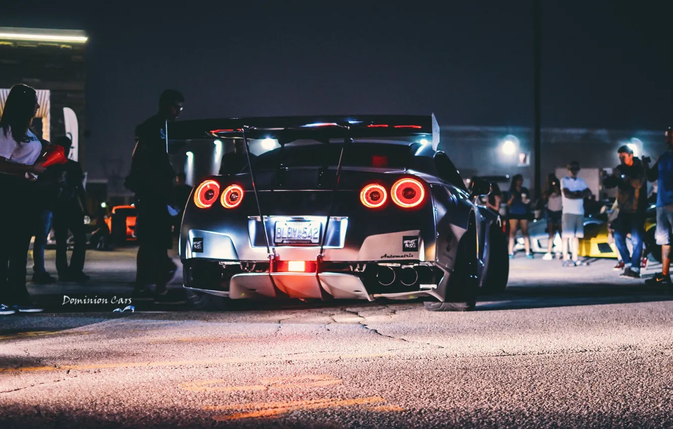 Фото обои ночь, GTR, Nissan