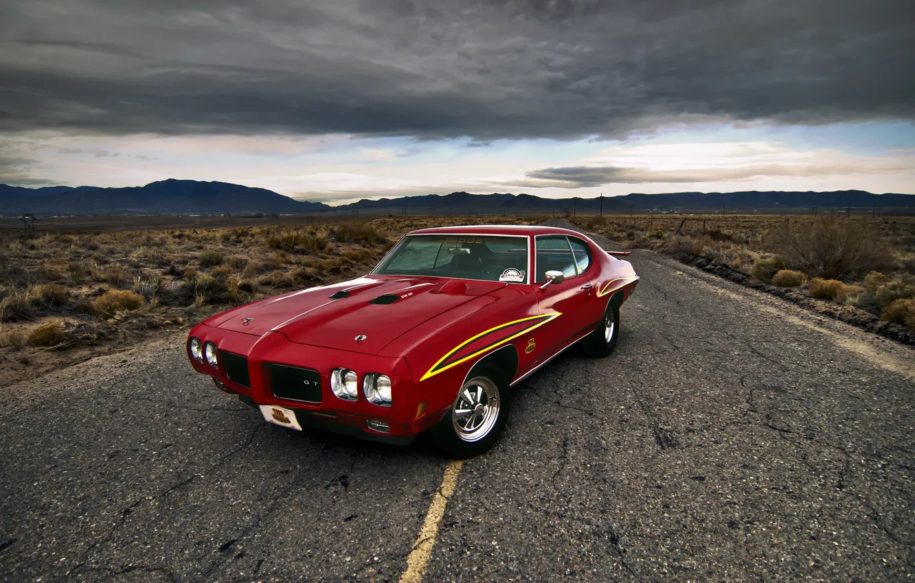 Фото обои дорога, car, muscle car, понтиак, Pontiac GTO