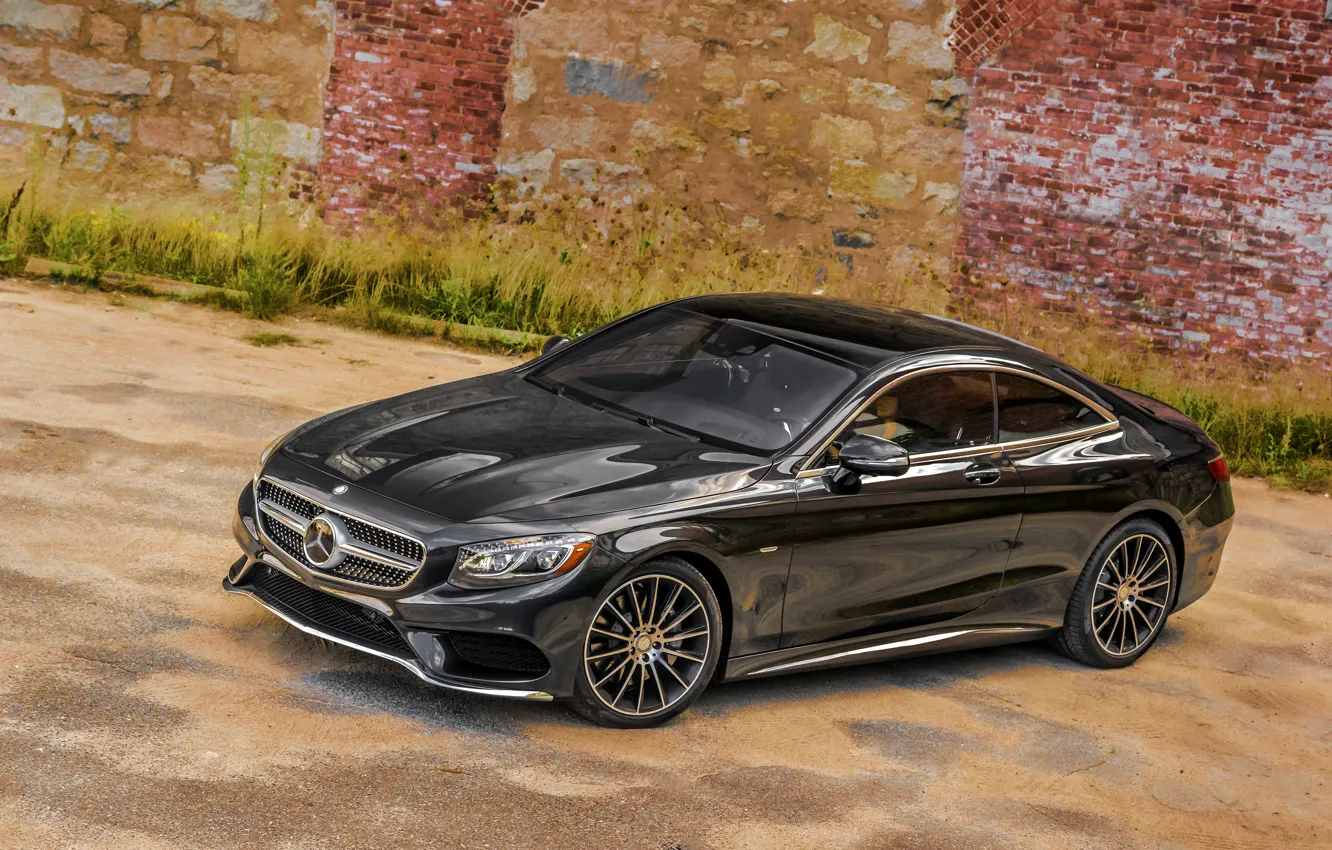 Фото обои стена, черный, Mercedes-Benz, мерседес, AMG, Black, амг, 2014, S-Class, C217