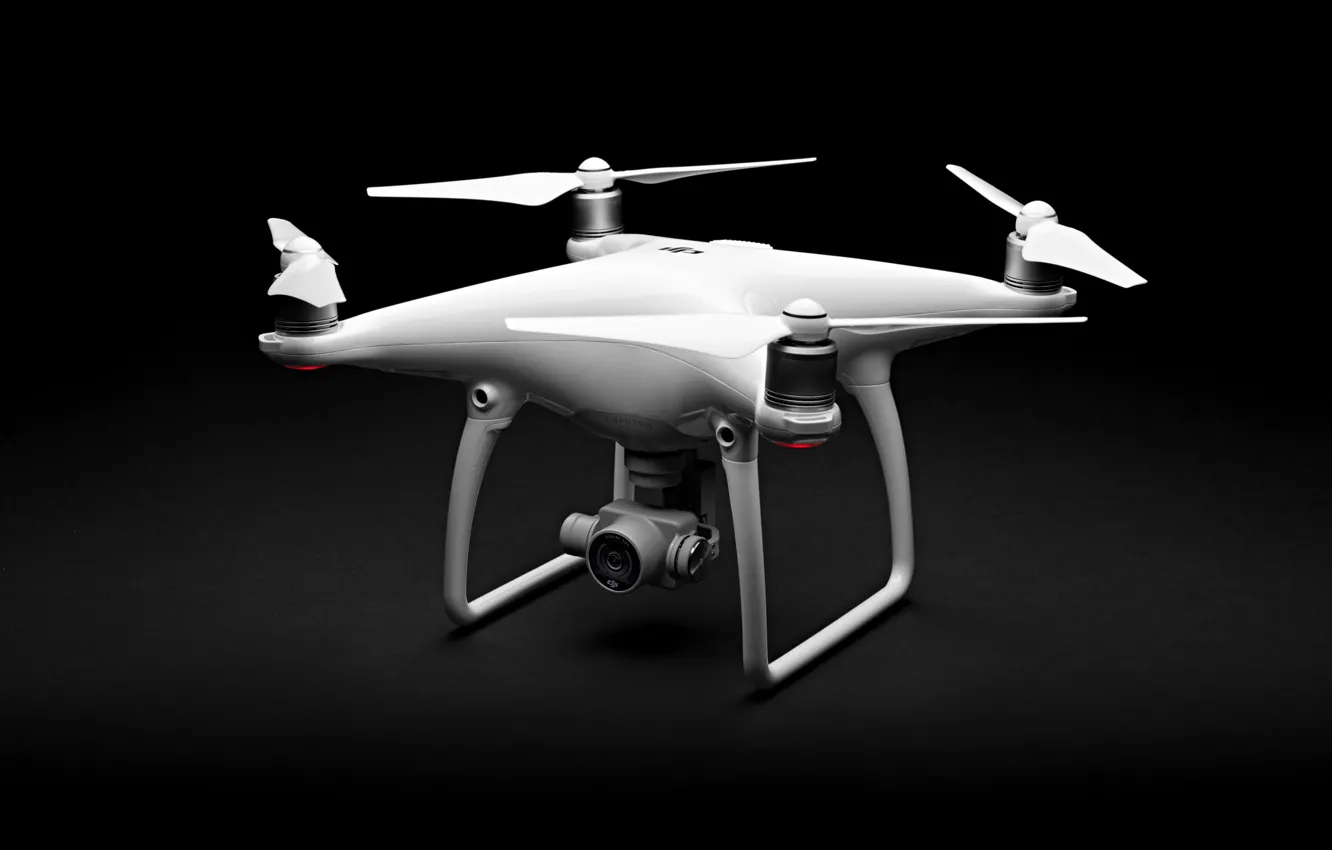 Фото обои Phantom, white, lenses, drone, high tech, quadcopter, DJI Phantom 4, films in 4k