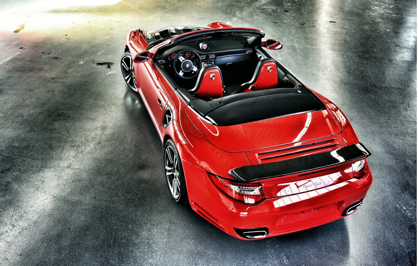 Фото обои красный, 997, Porsche, turbo, red, карбон, кабриолет, порше, carbon, cabrio
