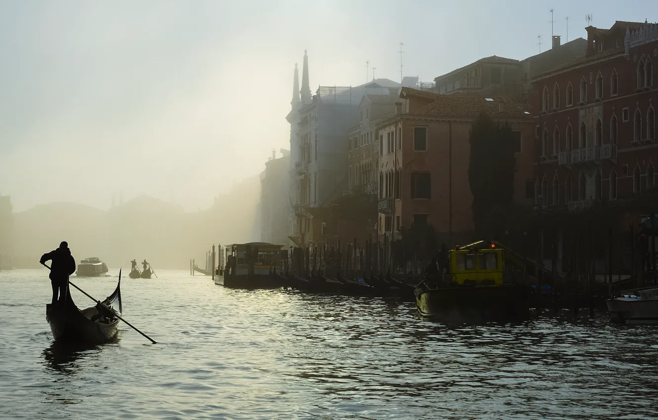 Фото обои туман, утро, Италия, Венеция