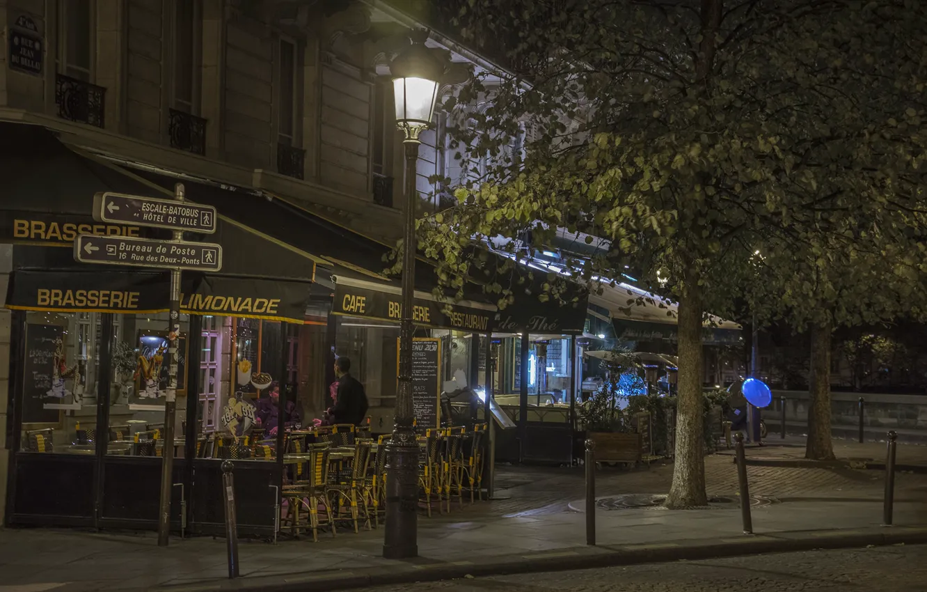 Фото обои ночь, романтика, Париж