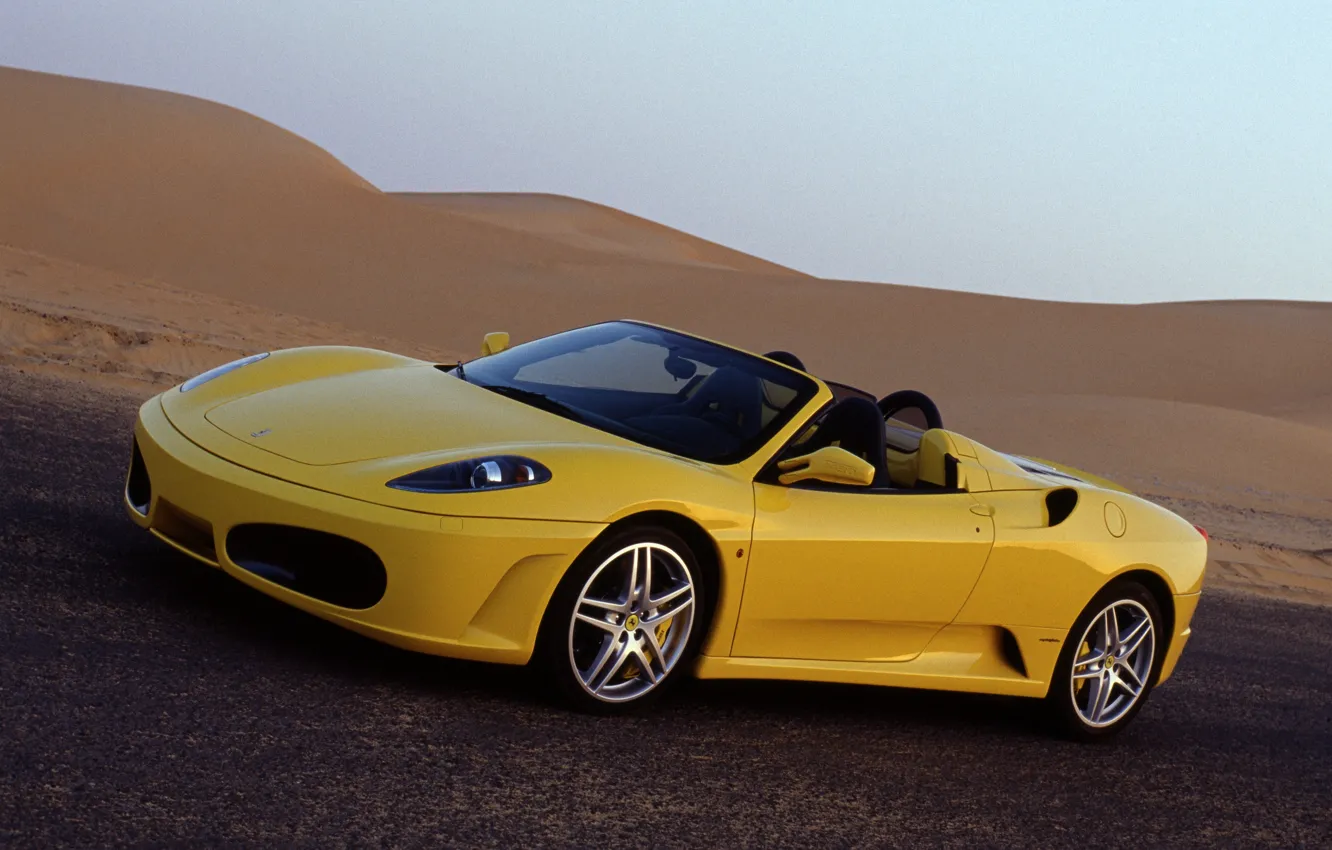 Фото обои желтый, Ferrari, феррари, спайдер, Spider