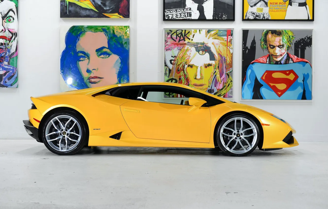 Фото обои Lamborghini, Yellow, Side, Studio, Picture, Supercar, Huracan, LP610-4, Ligth
