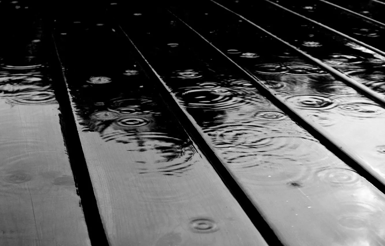 Фото обои вода, капли, макро, дождь, доски, капля, доска, дожди