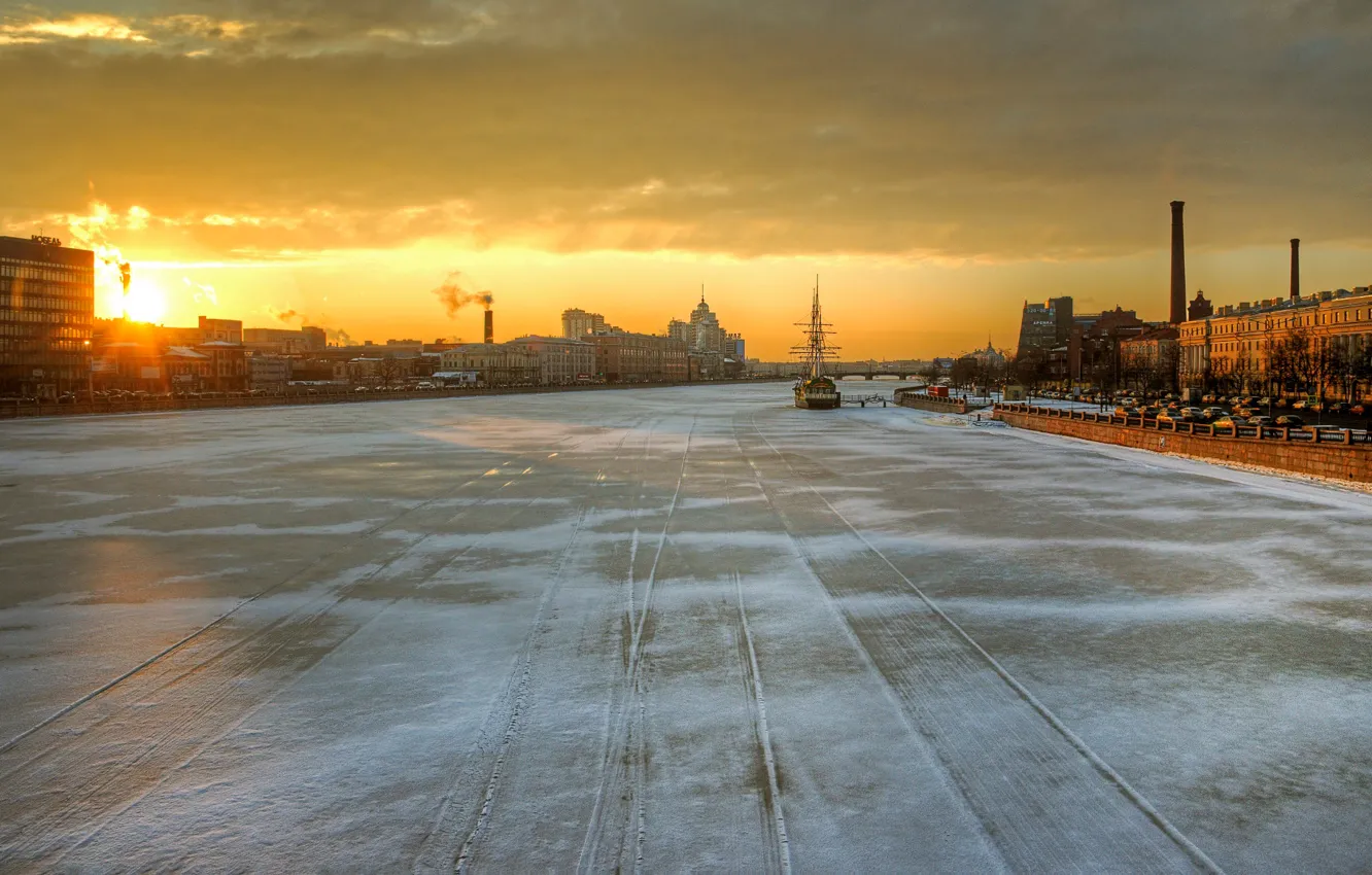 Фото обои Санкт-Петербург, Нева, Февраль