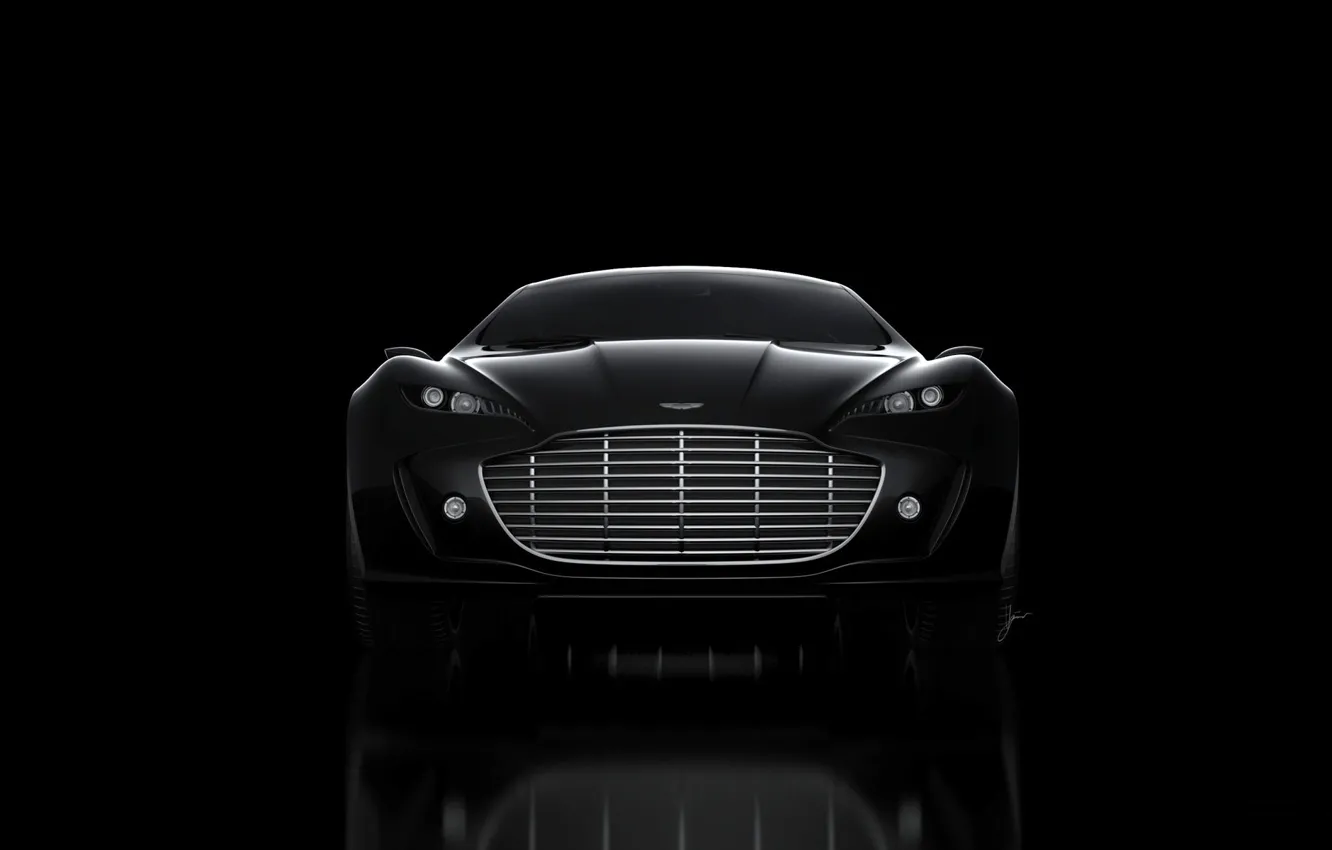 Фото обои Aston Martin, Черный, Машина, Концепт, Решетка, Gauntlet, Передок