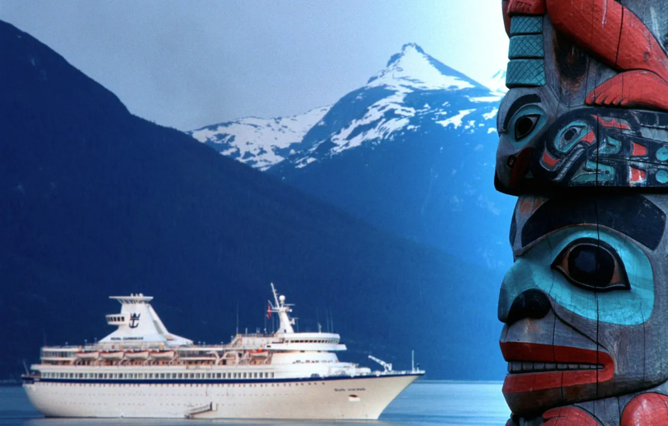 Фото обои море, Аляска, боги, тотем, морской лайнер