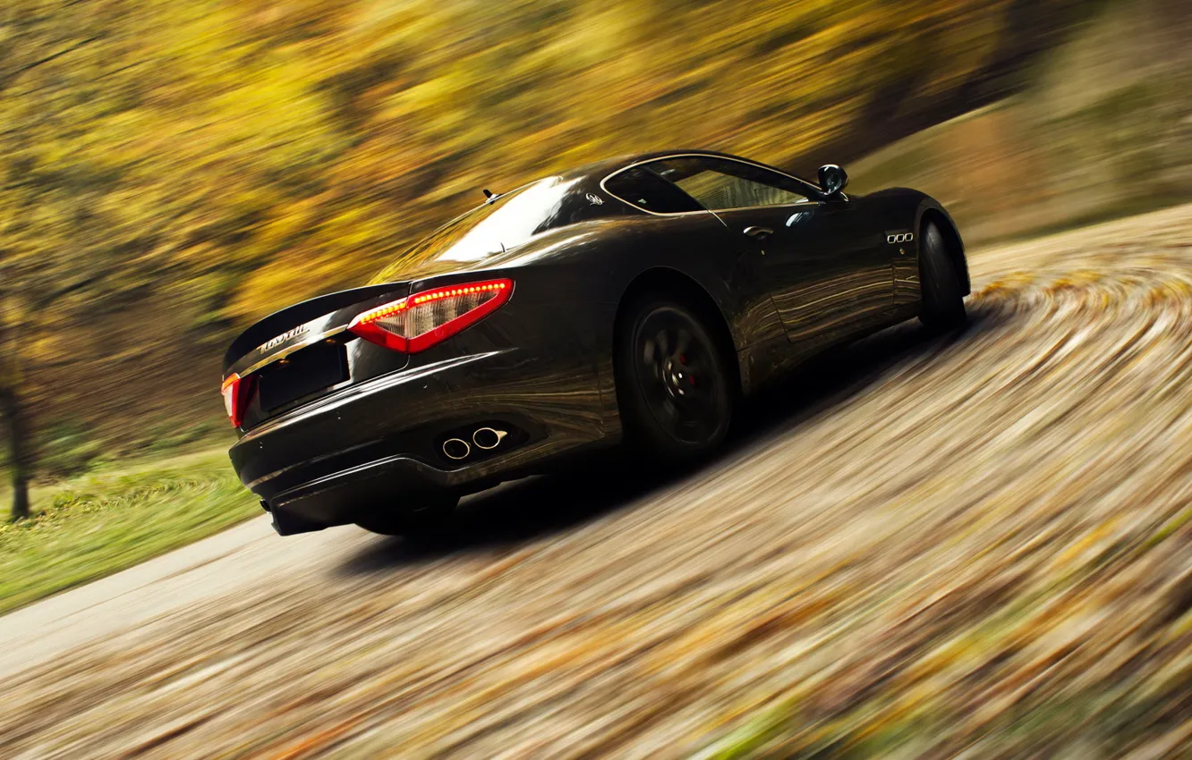 Фото обои дорога, Maserati, скорость, размытость, спорткар, GranTurismo