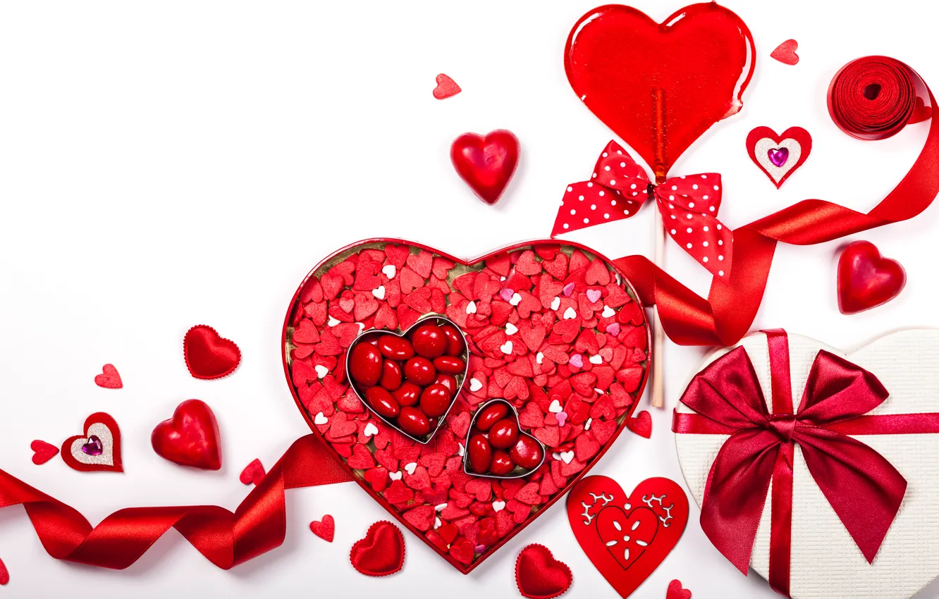 Фото обои романтика, сердечки, love, rose, бант, heart, romantic, Valentine's ...