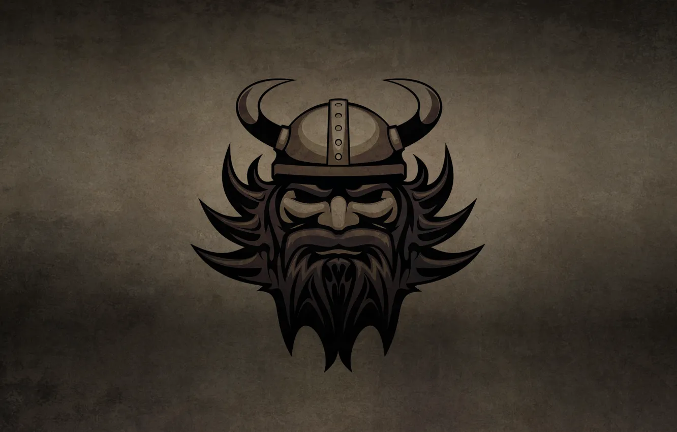 Фото обои темный фон, голова, рога, шлем, борода, викинг, VIKING, галл