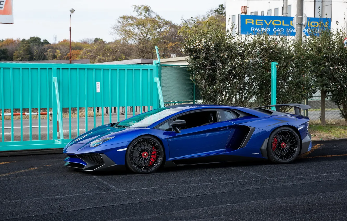 Фото обои Lamborghini, Blue, Aventador, Superveloce, LP-750